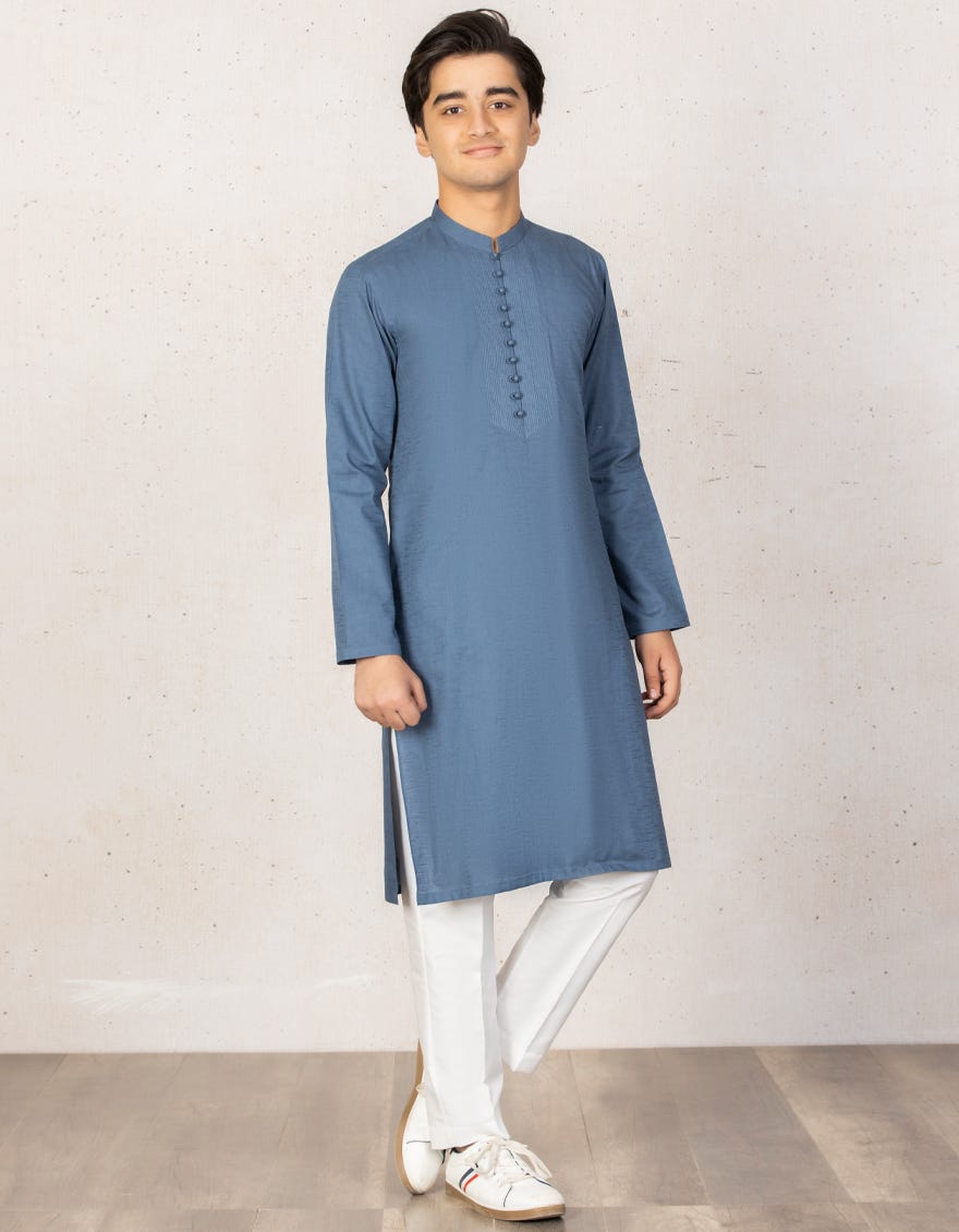 OCEAN BLUE COTTON KURTA | JTK-A-41072