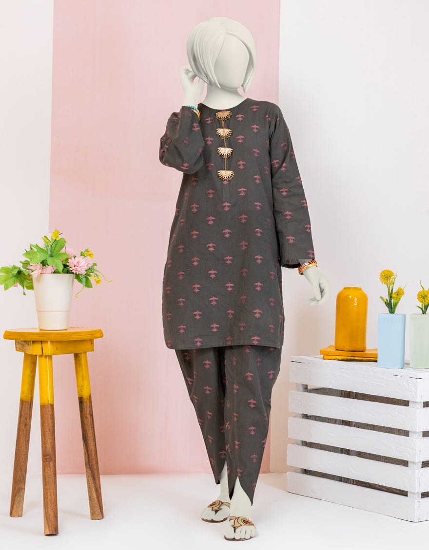 Dark Brown Jacquard Teens 2 Piece Stitched | Jgk-S-Ygtl-413-24