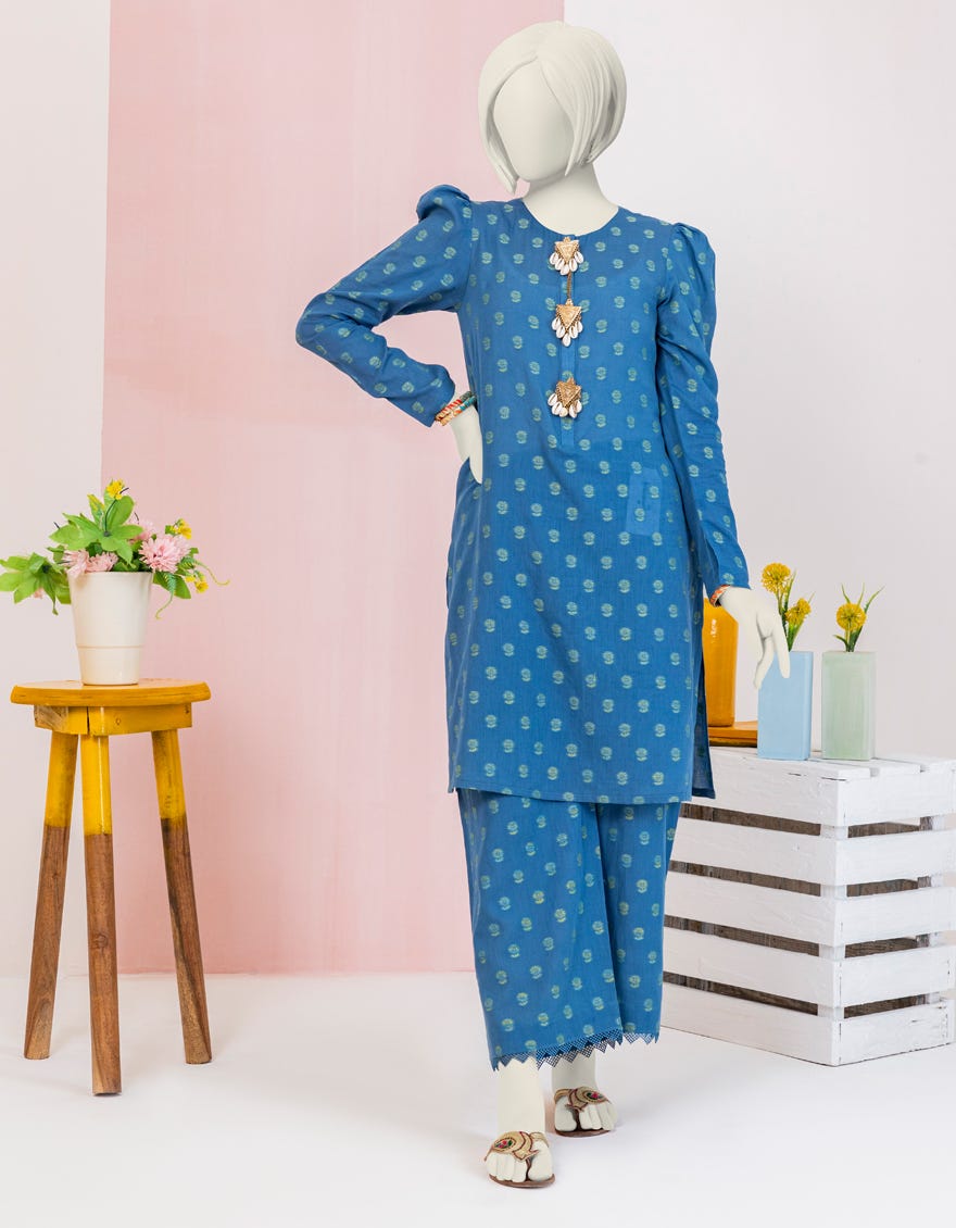 Blue Jacquard Teens 2 Piece Stitched | Jgk-S-Ygtl-418-24