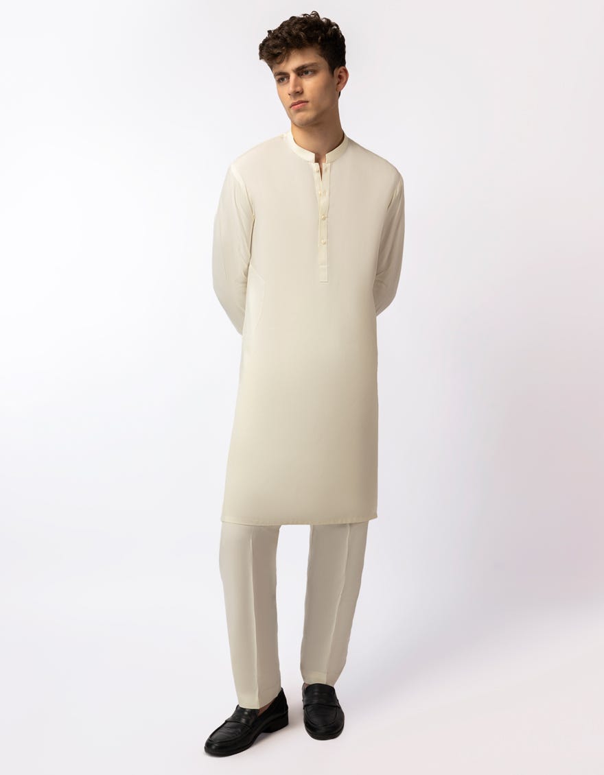 CREAM CASUAL KURTA TROUSERS