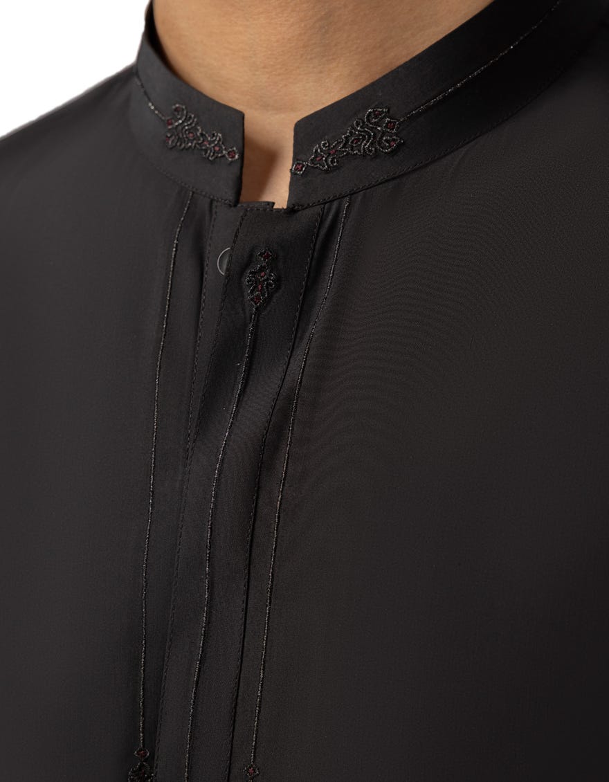 BLACK SEMI-FORMAL KAMEEZ SHALWAR