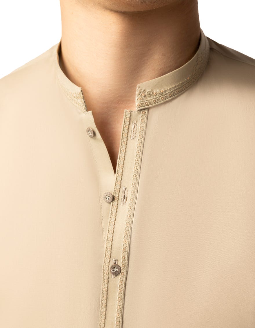 BEIGE COTTON SEMI-FORMAL KURTA