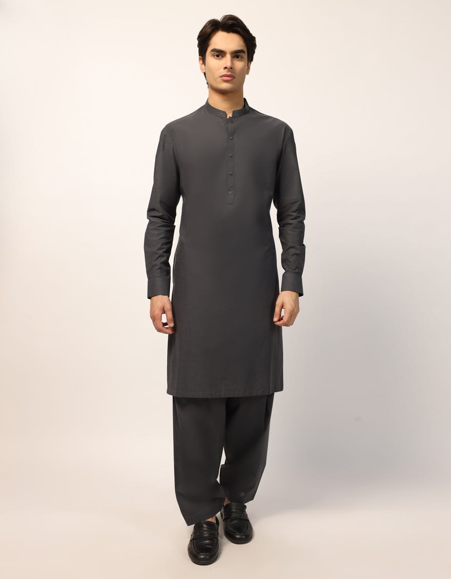 GREY COTTON CASUAL KAMEEZ SHALWAR