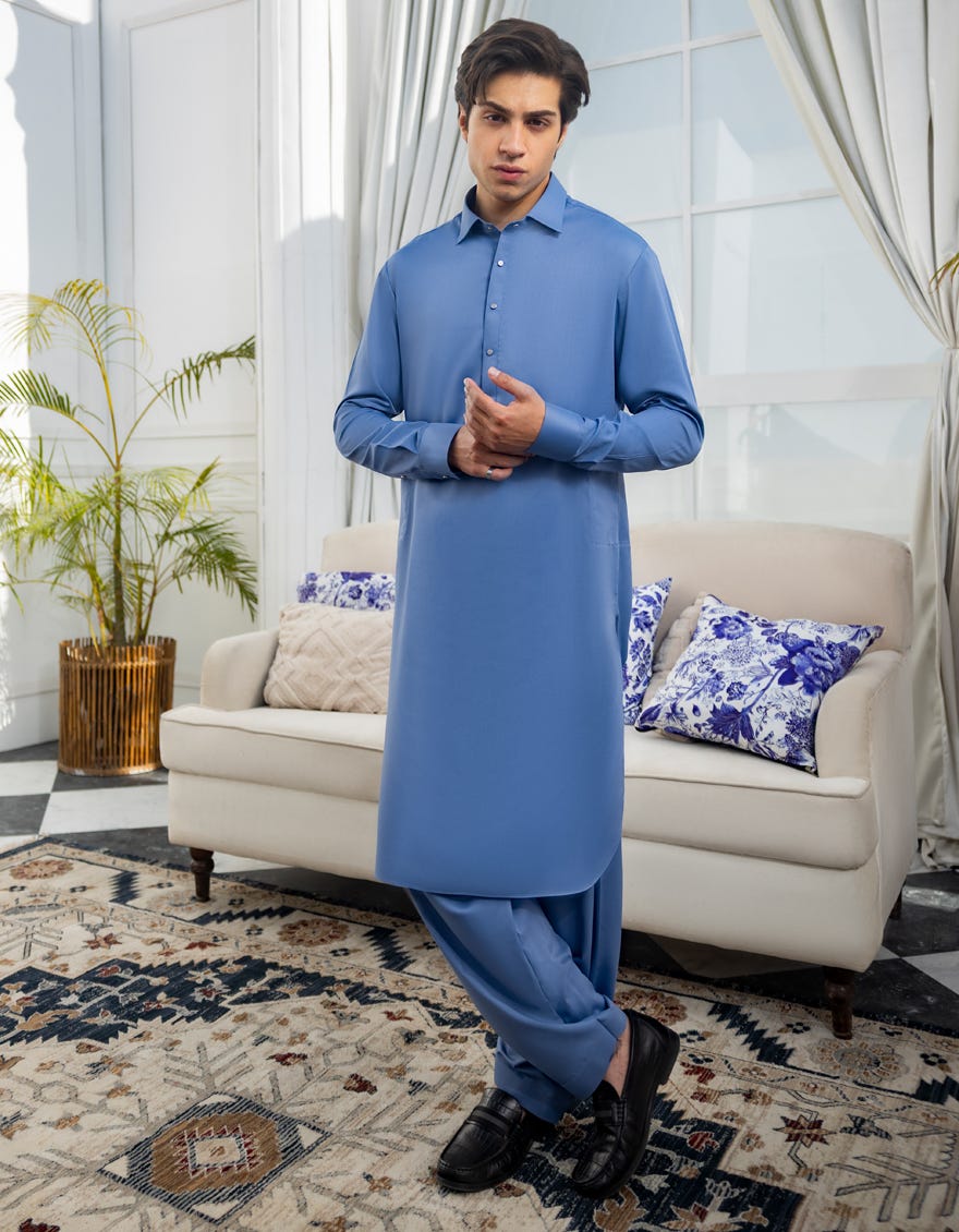 BLUE CASUAL KAMEEZ SHALWAR