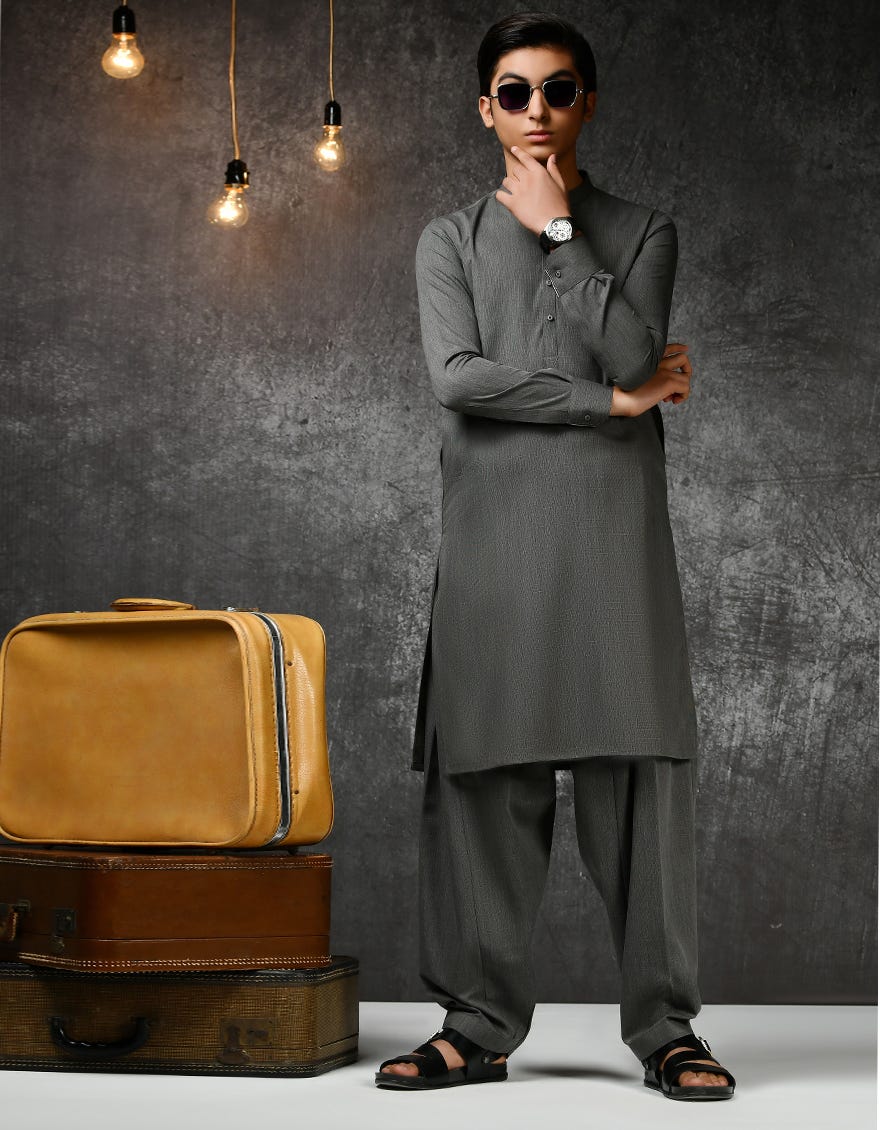 GREY BLENDED KAMEEZ SHALWAR | JTKS-A-42261