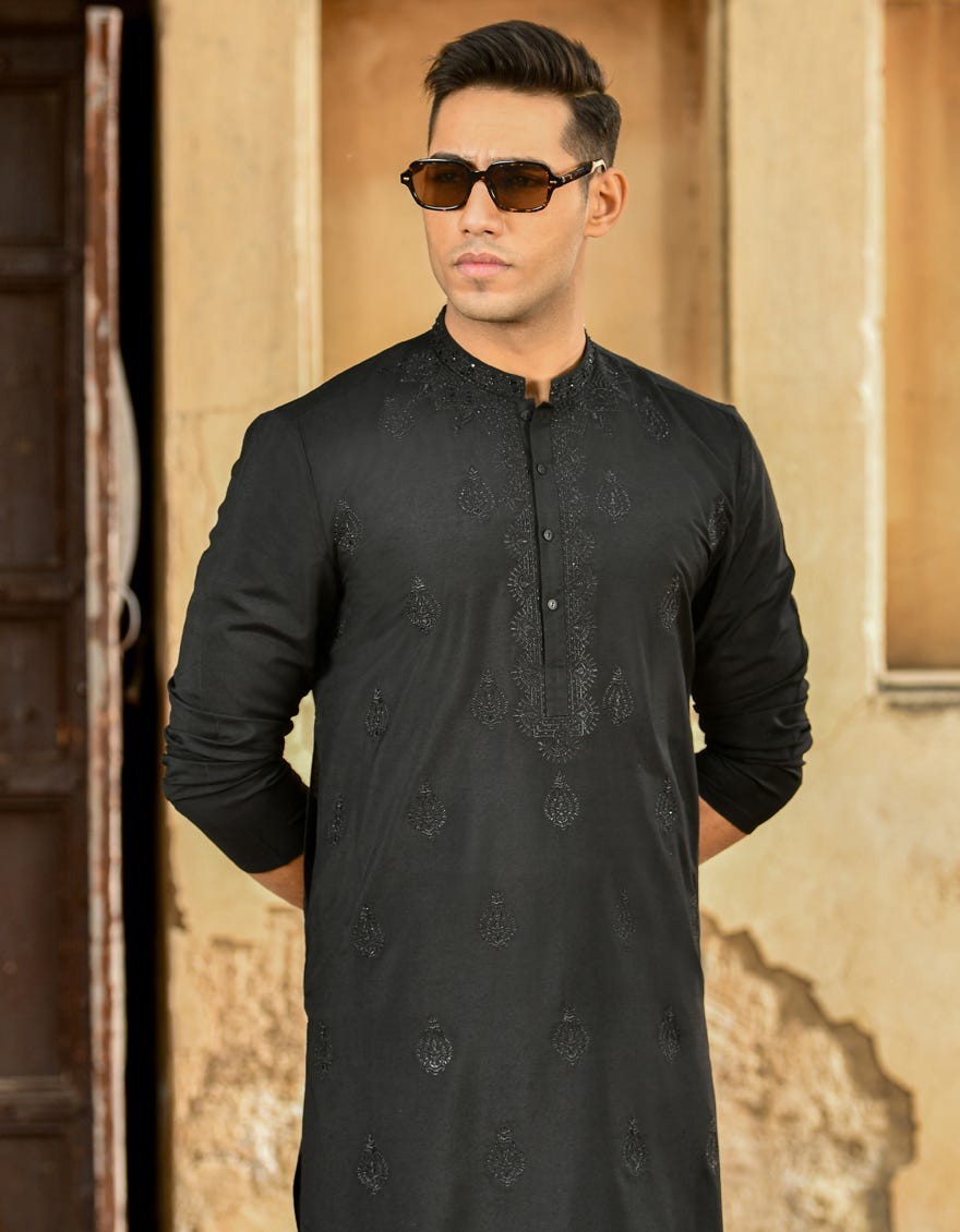 BLACK BLENDED SPECIAL KURTA | JJK-SP-42294