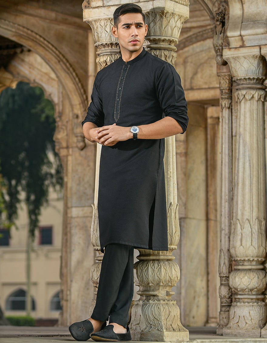 BLACK BLENDED SPECIAL KURTA | JJK-SP-43037