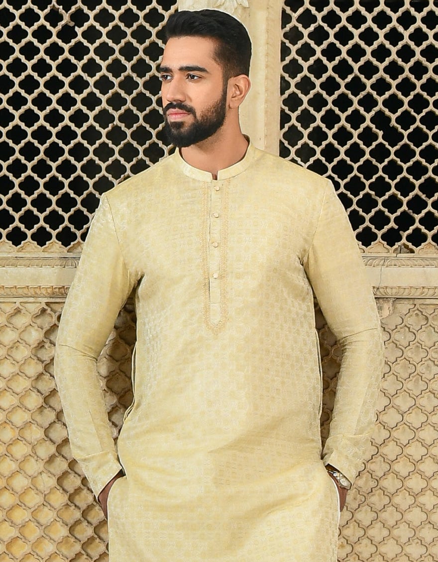 GOLD POLYESTER SPECIAL KURTA | JJK-SP-43041