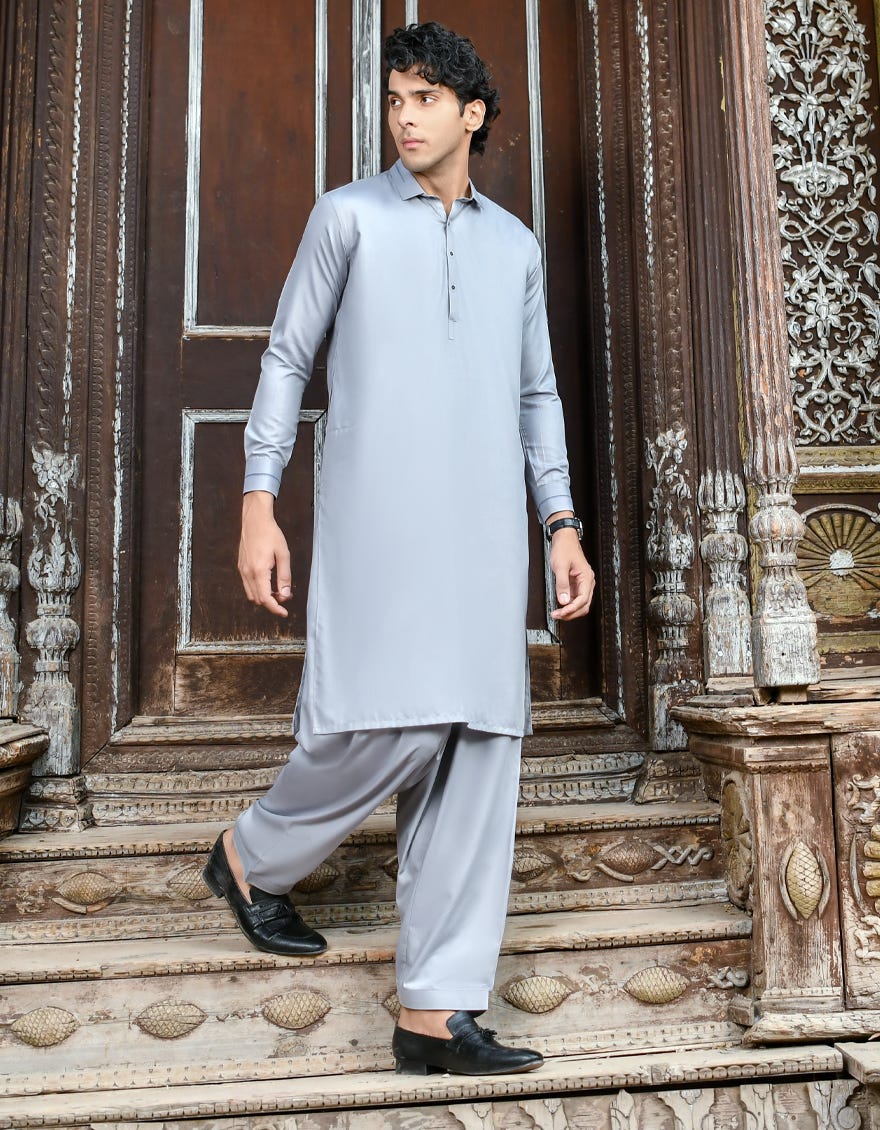 GREY BLENDED KAMEEZ SHALWAR | JJKS-43234