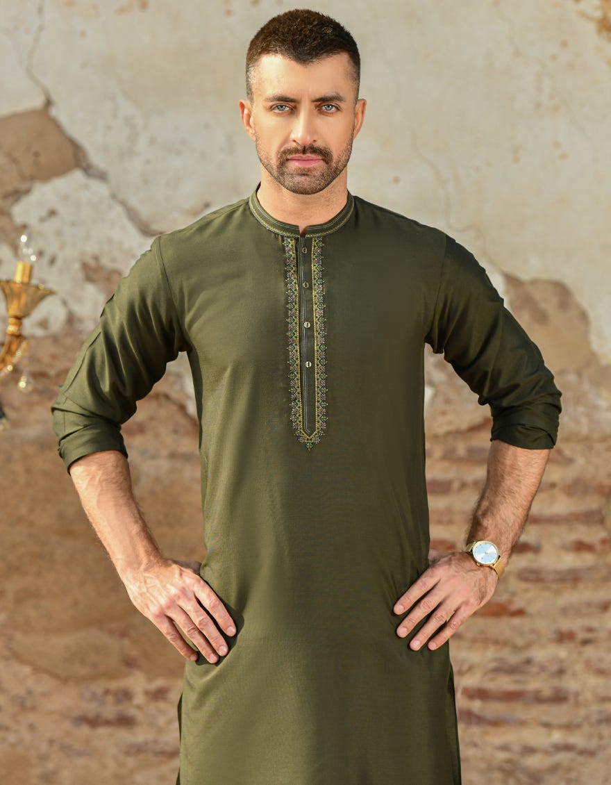 DARK GREEN BLENDED SPECIAL KURTA | JJK-SP-44006