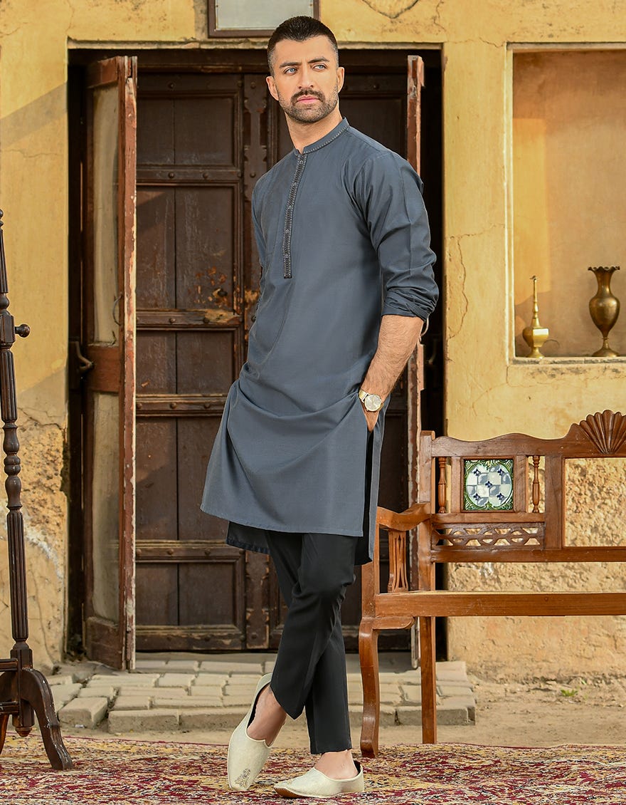 DARK GREY BLENDED SPECIAL KURTA | JJK-SP-44008