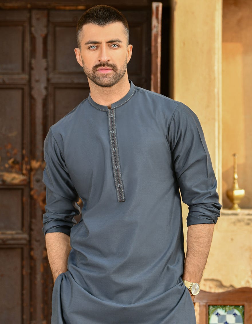 DARK GREY BLENDED SPECIAL KURTA | JJK-SP-44008