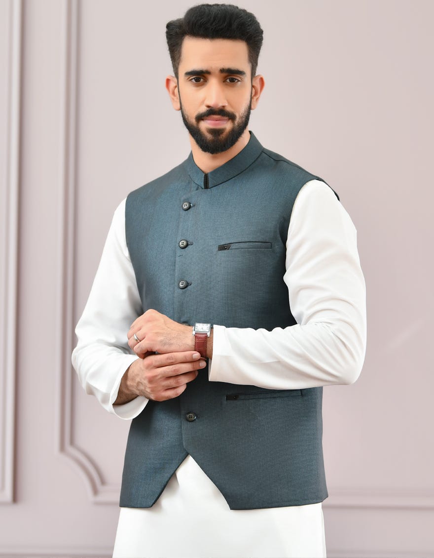 DARK TEAL  WAISTCOAT | JJVC-44091
