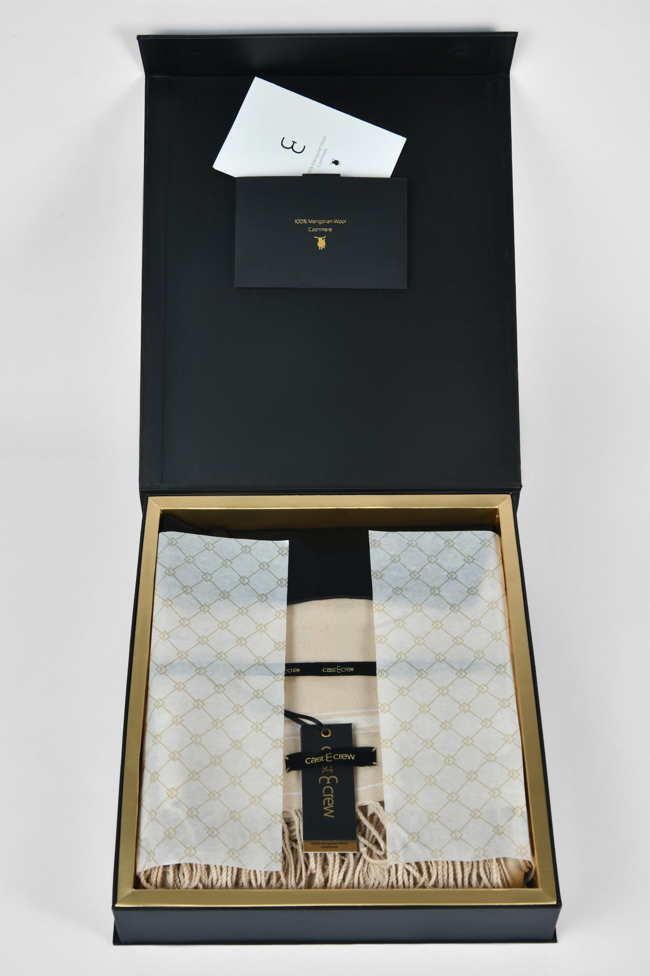 Beige Cashmere Wool Mongolian Shawl