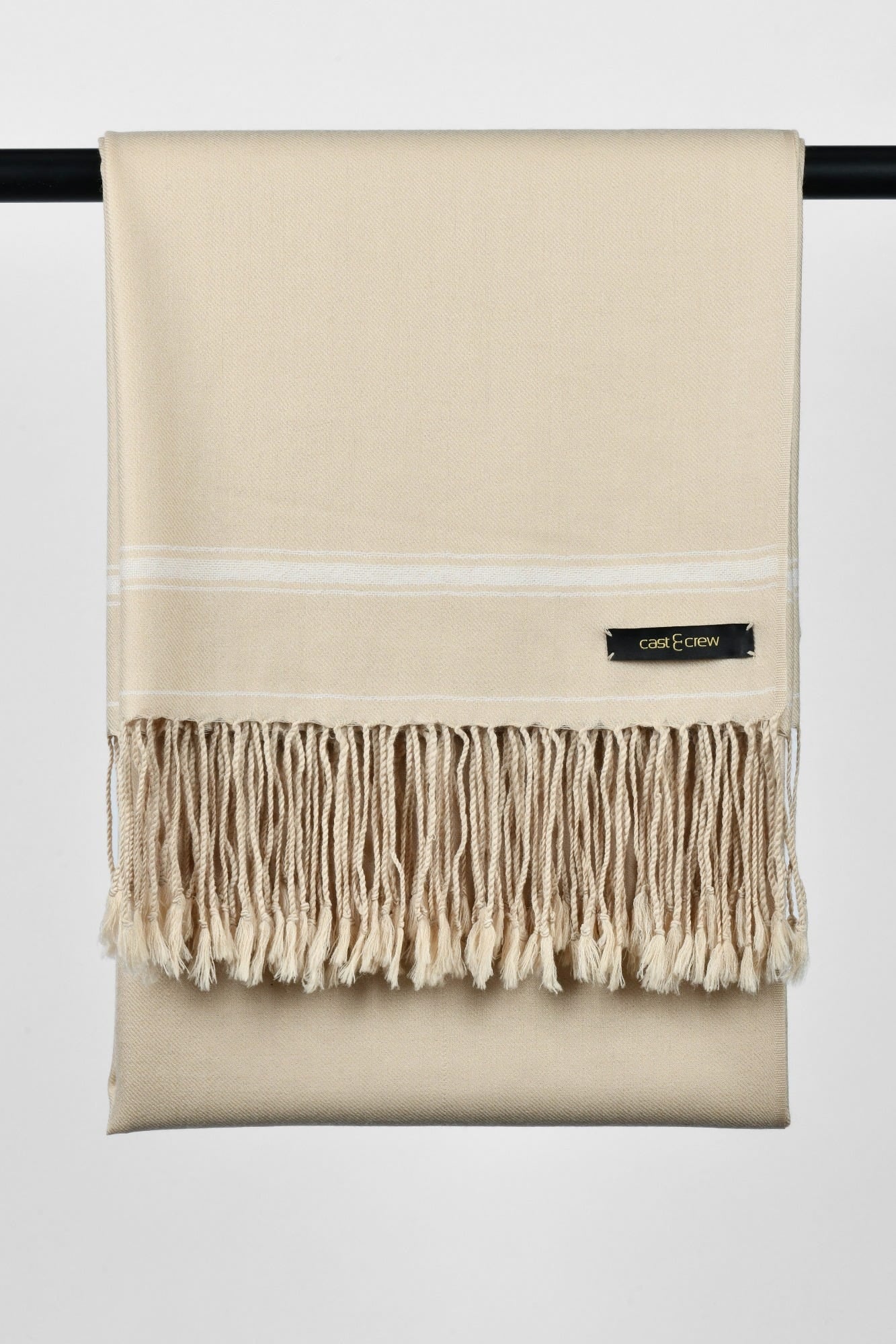 Beige Cashmere Wool Mongolian Shawl