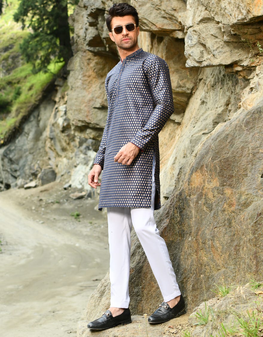 BLUE POLYESTER KURTA | JJK-SP-45079