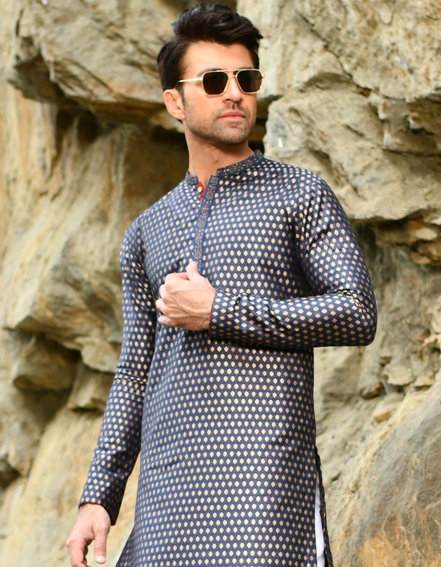 BLUE POLYESTER KURTA | JJK-SP-45079