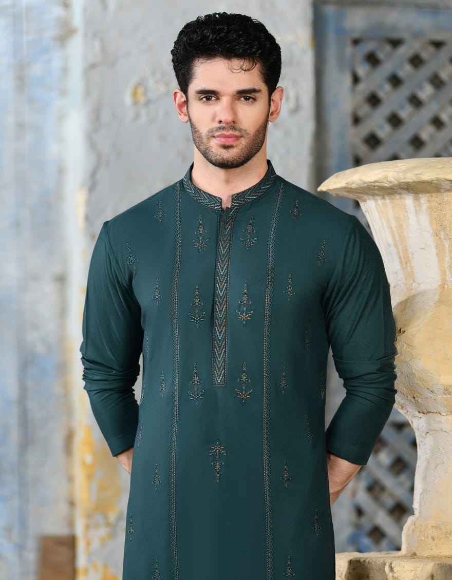 DARK GREEN BLENDED SPECIAL KURTA