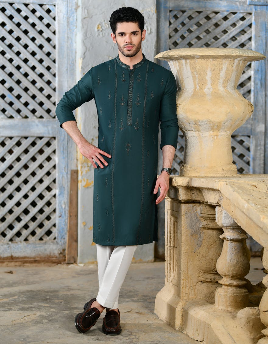DARK GREEN BLENDED SPECIAL KURTA