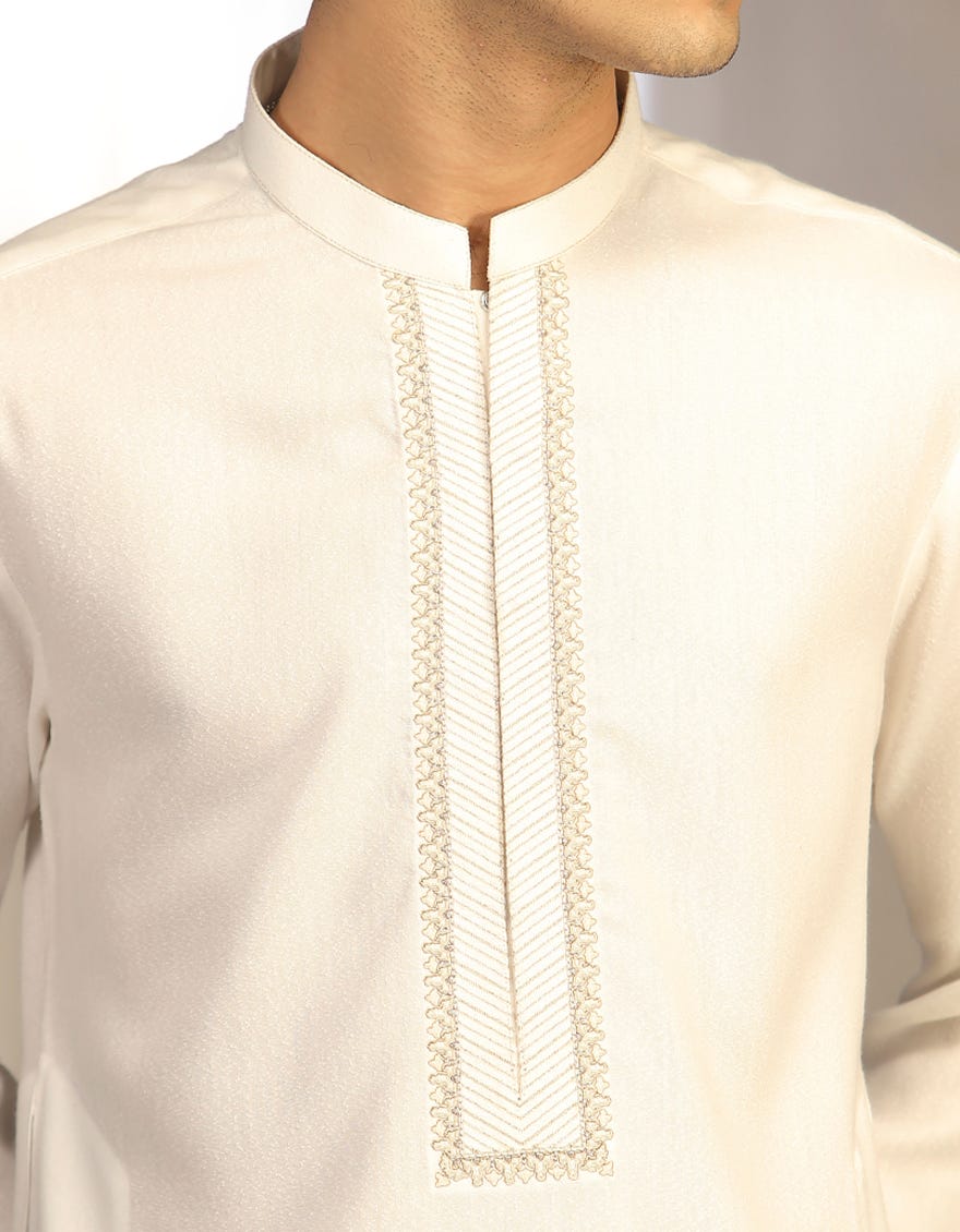 OFF WHITE BLENDED KAMEEZ SHALWAR | JTKS-A-46011