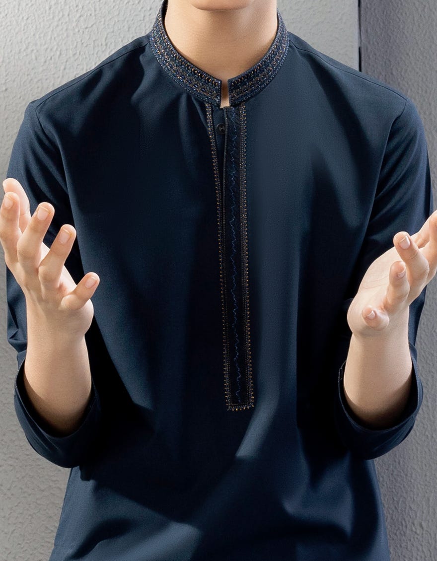 DARK BLUE BLENDED KAMEEZ SHALWAR | JCKS-S-46012