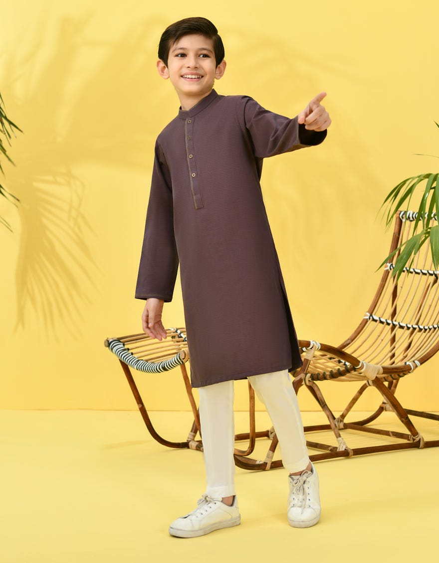 Purple Cotton Kid's Kurta | Jck-A-46231