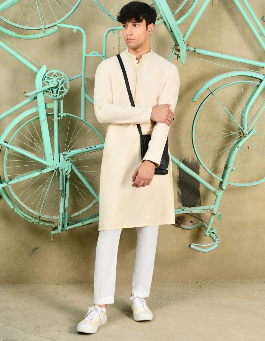 Fawn Blended Teen Boy's Kurta | Jtk-S-46236