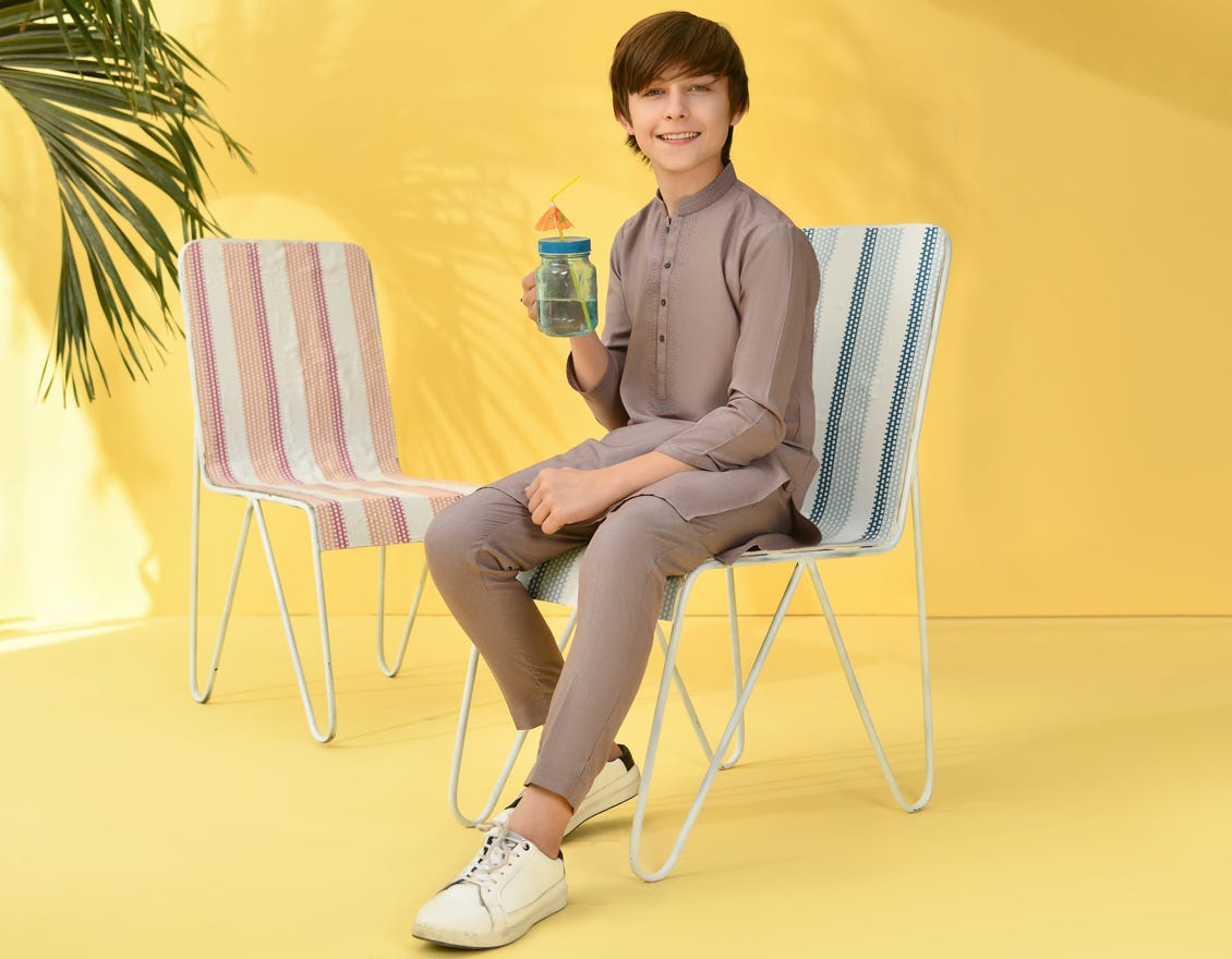 Red-Grey Blended Kurta Pajama | Jckp-S-46265