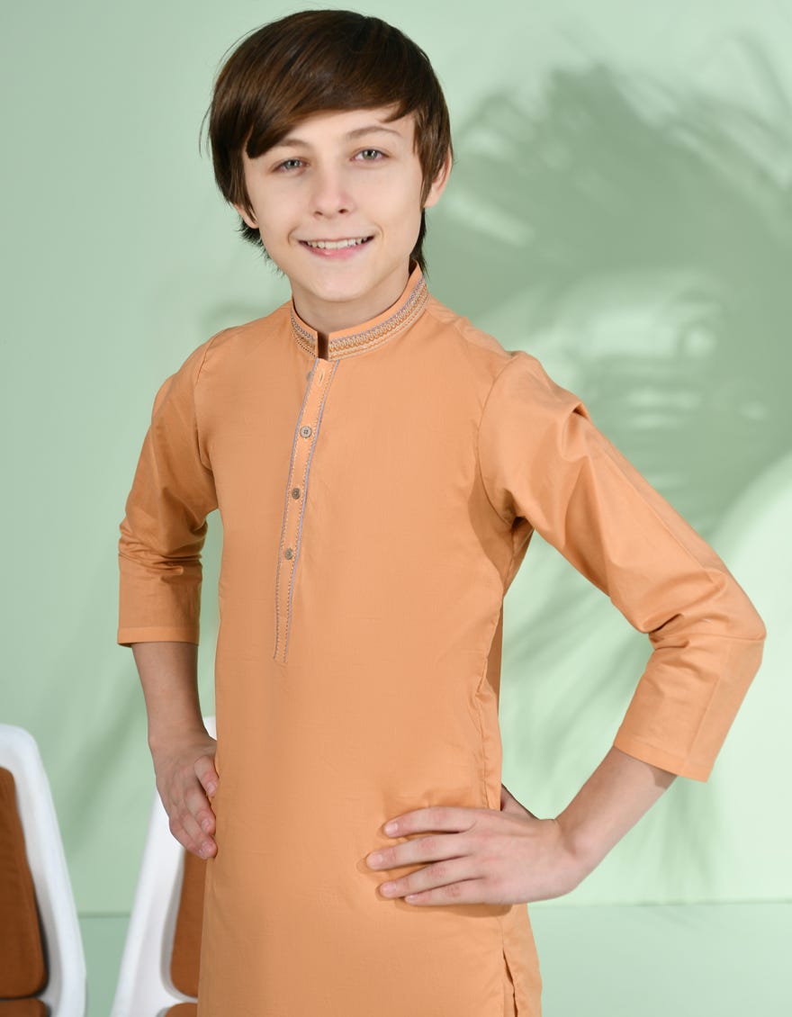 Orange Cotton Kid's Kameez Shalwar | Jcks-S-46268