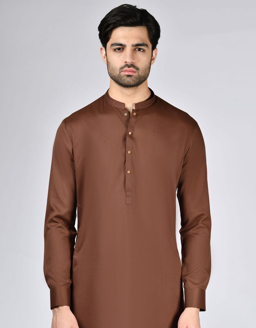 BROWN BLENDED KURTA TROUSER | JJKP-A-46466