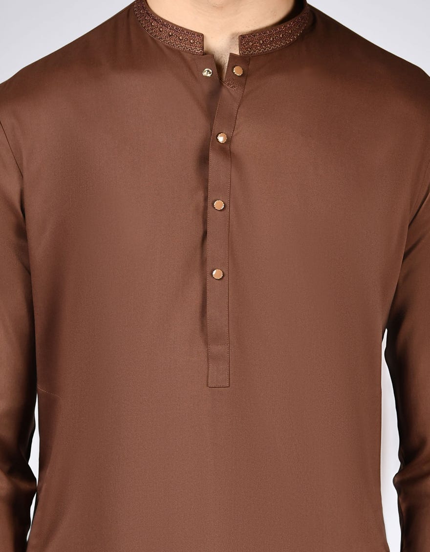 BROWN BLENDED KURTA TROUSER | JJKP-A-46466