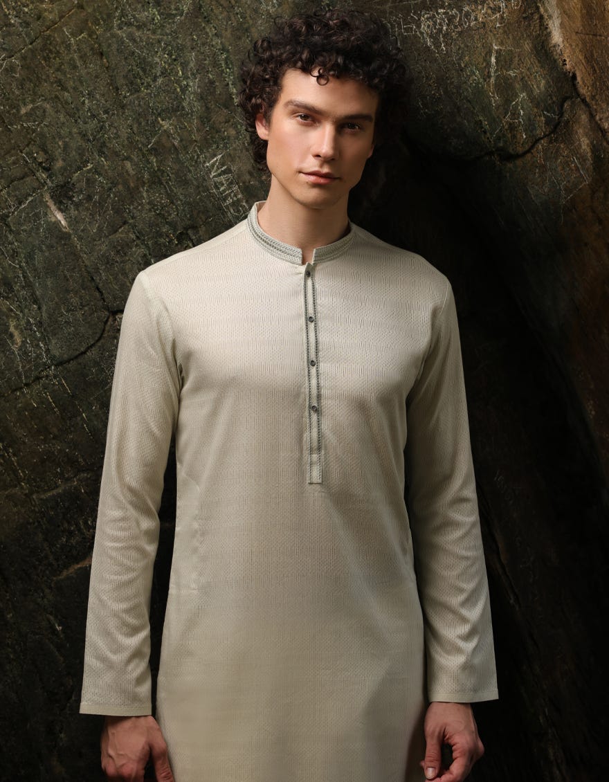 APPLE GREEN COTTON KURTA | JJK-S-46487