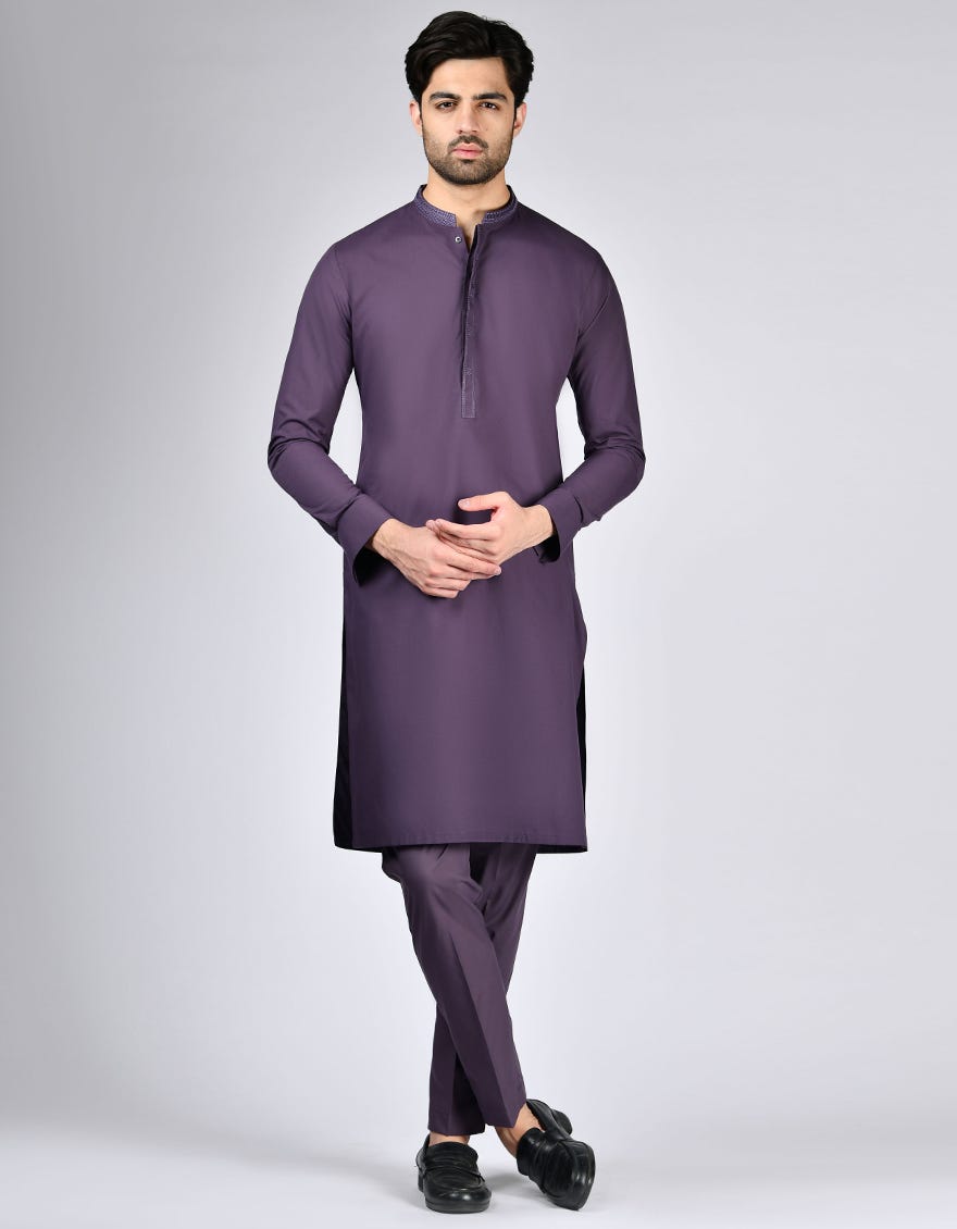PURPLE BLENDED KAMEEZ SHALWAR | JJKS-A-46491