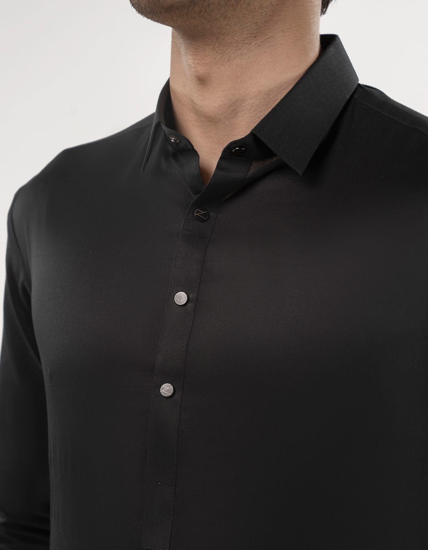 BLACK COTTON KAMEEZ SHALWAR | JJKS-A-46492