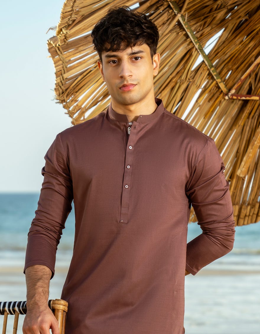 BROWN COTTON KURTA | JTK-A-46542