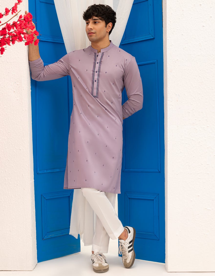 LIGHT PURPLE COTTON KURTA | JTK-S-46596