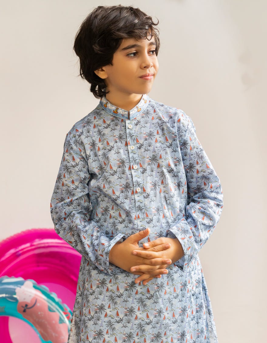 SKY BLUE COTTON KURTA | JCK-A-46611