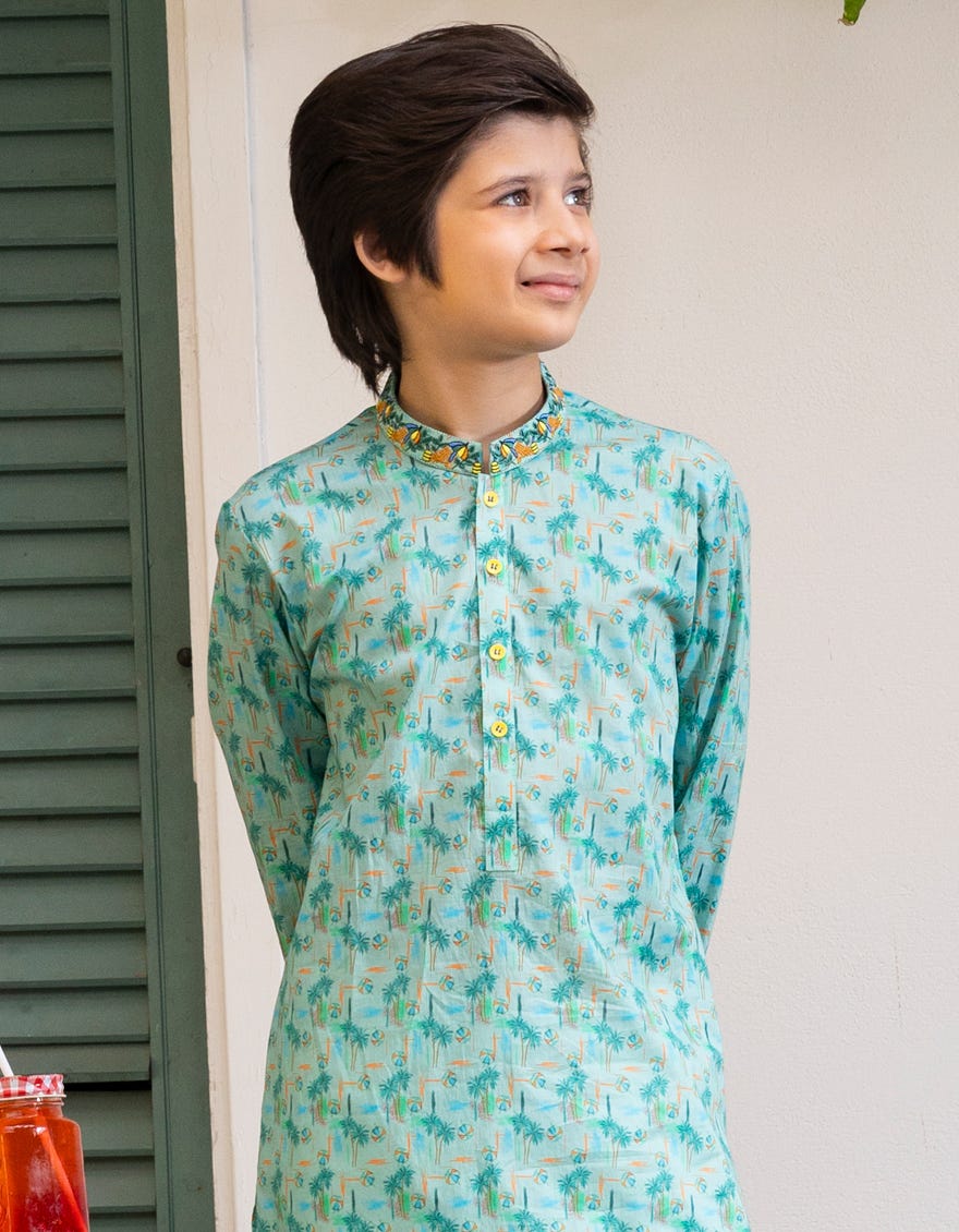 LIGHT GREEN COTTON KURTA | JCK-A-46612