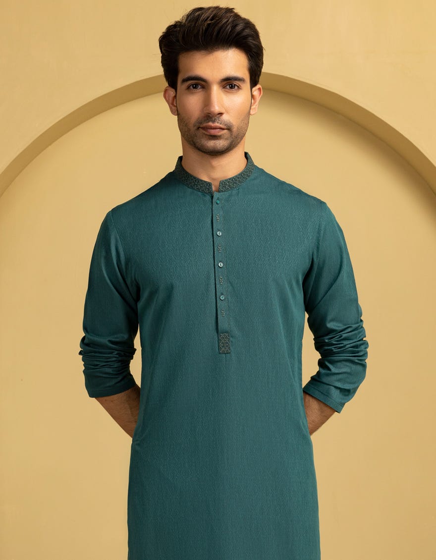 GREEN BLENDED SEMI-FORMAL KURTA