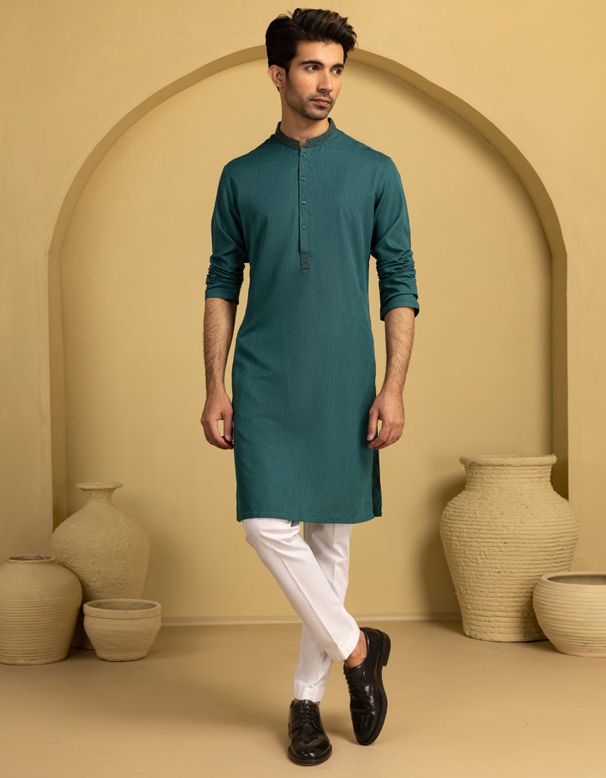 GREEN BLENDED SEMI-FORMAL KURTA