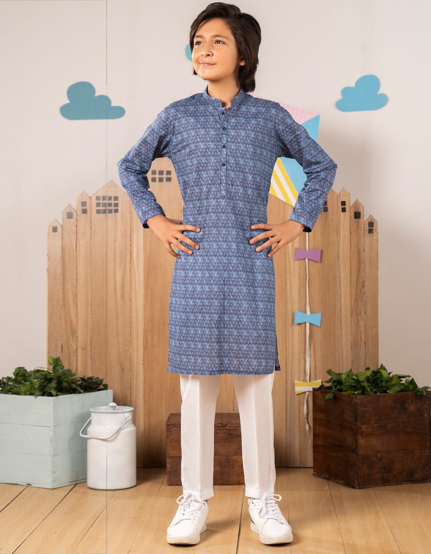 BLUE COTTON KURTA