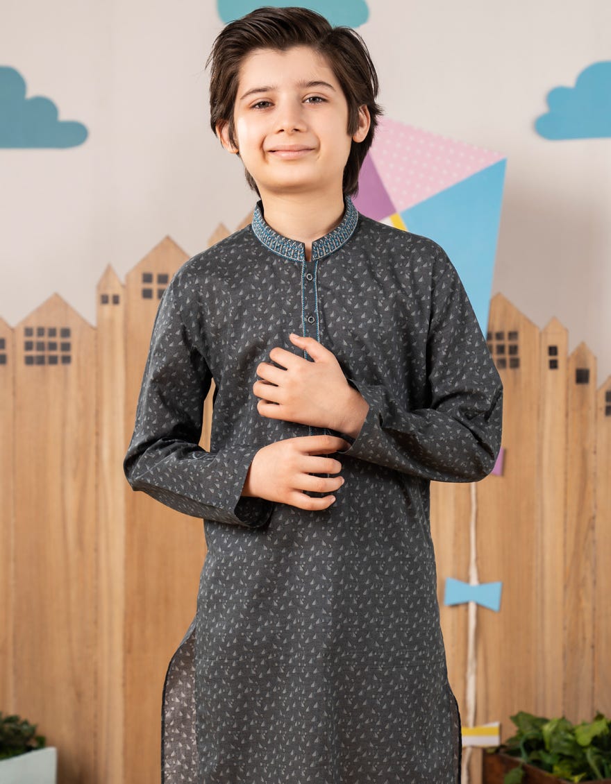 CHARCOAL GREY COTTON KURTA