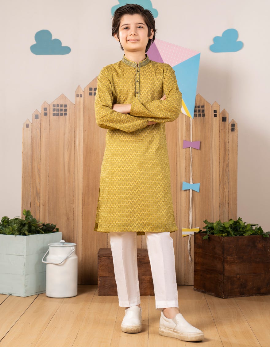 LEMON YELLOW COTTON KURTA