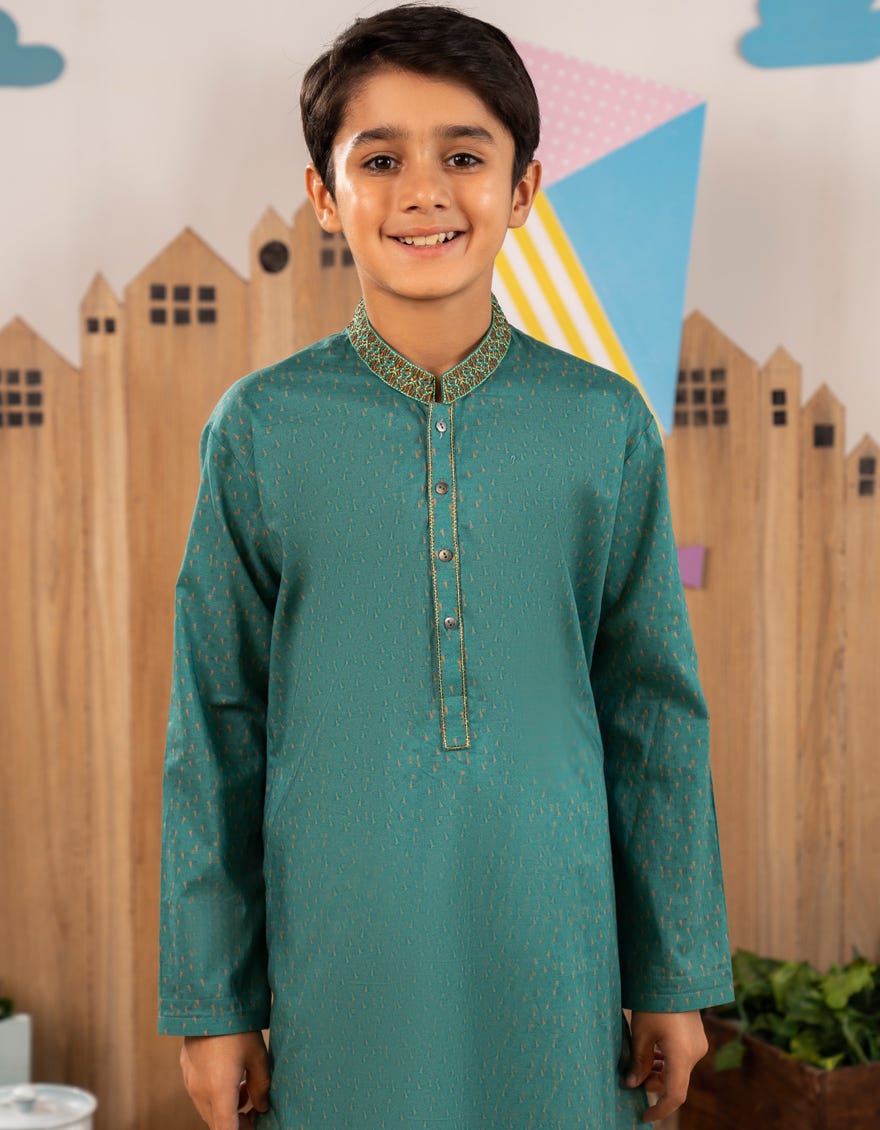 GREEN COTTON KURTA