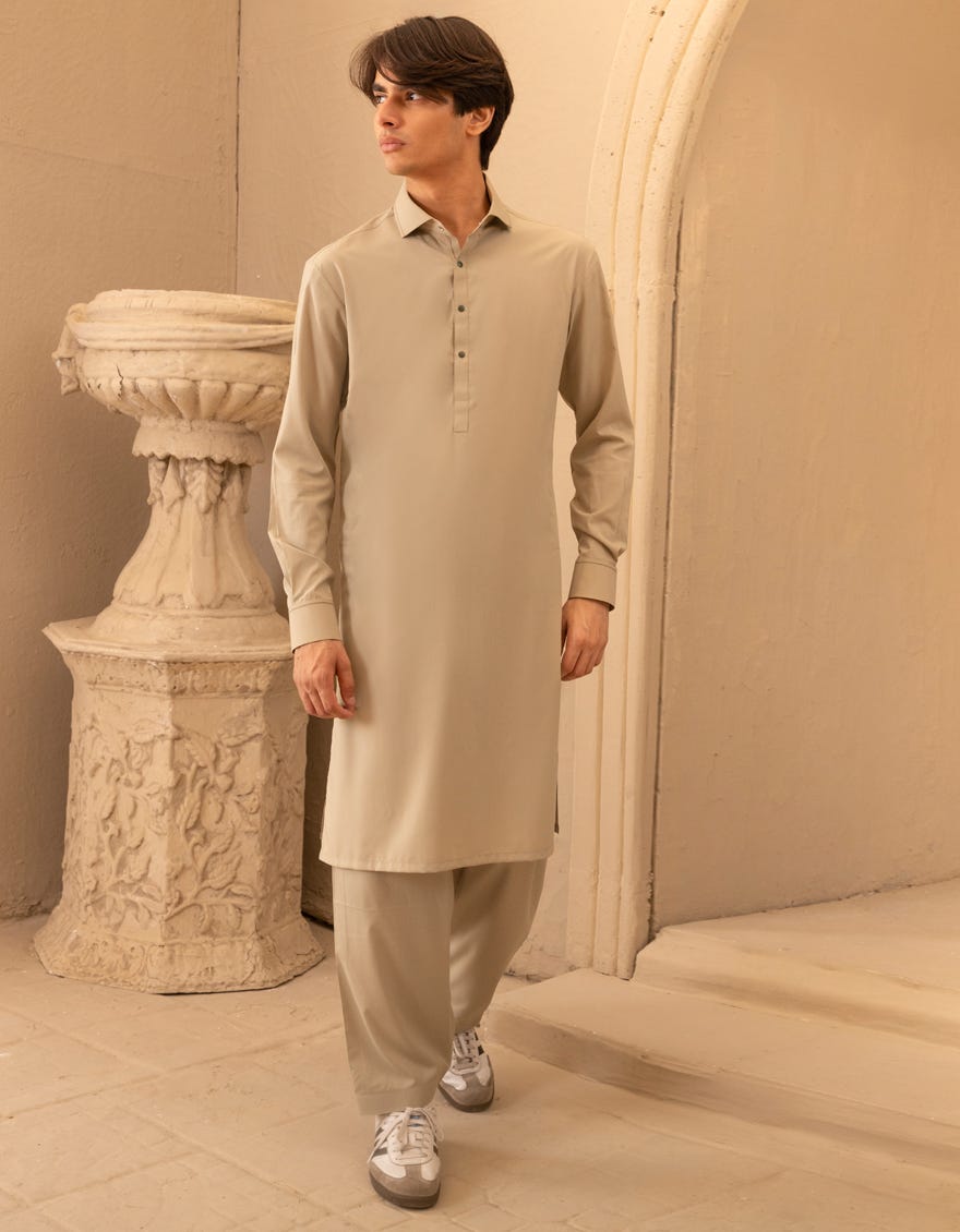 LIGHT GREEN BLENDED CASUAL KAMEEZ SHALWAR