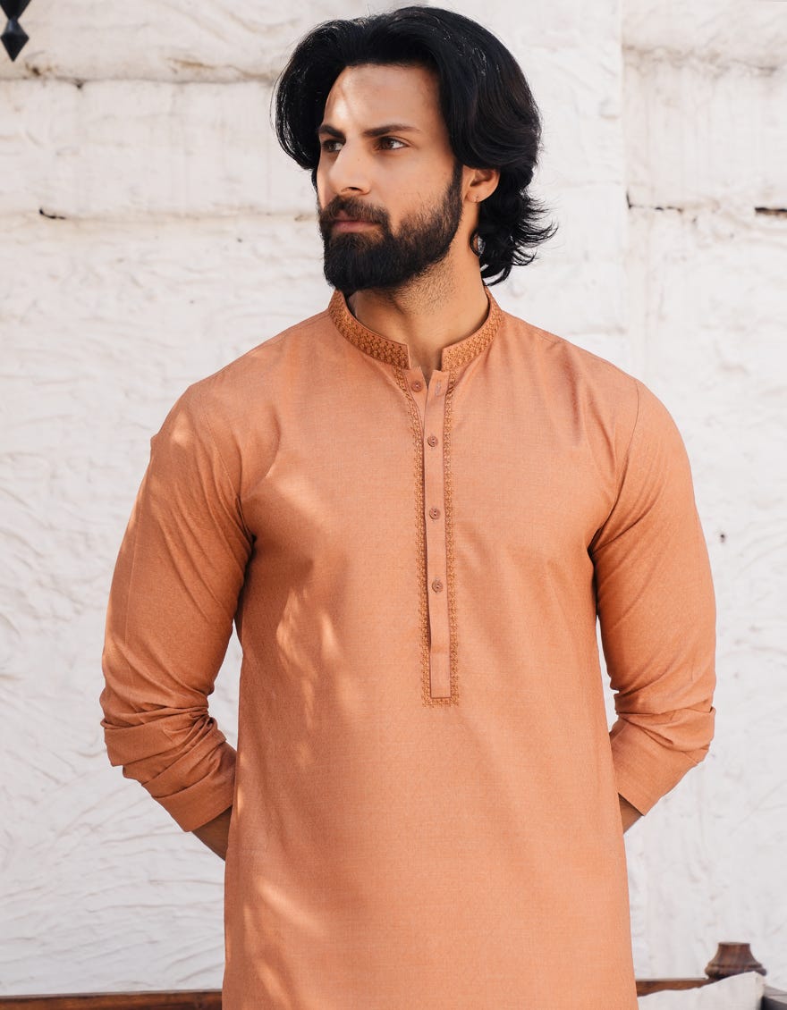PEACH BLENDED SEMI-FORMAL KURTA
