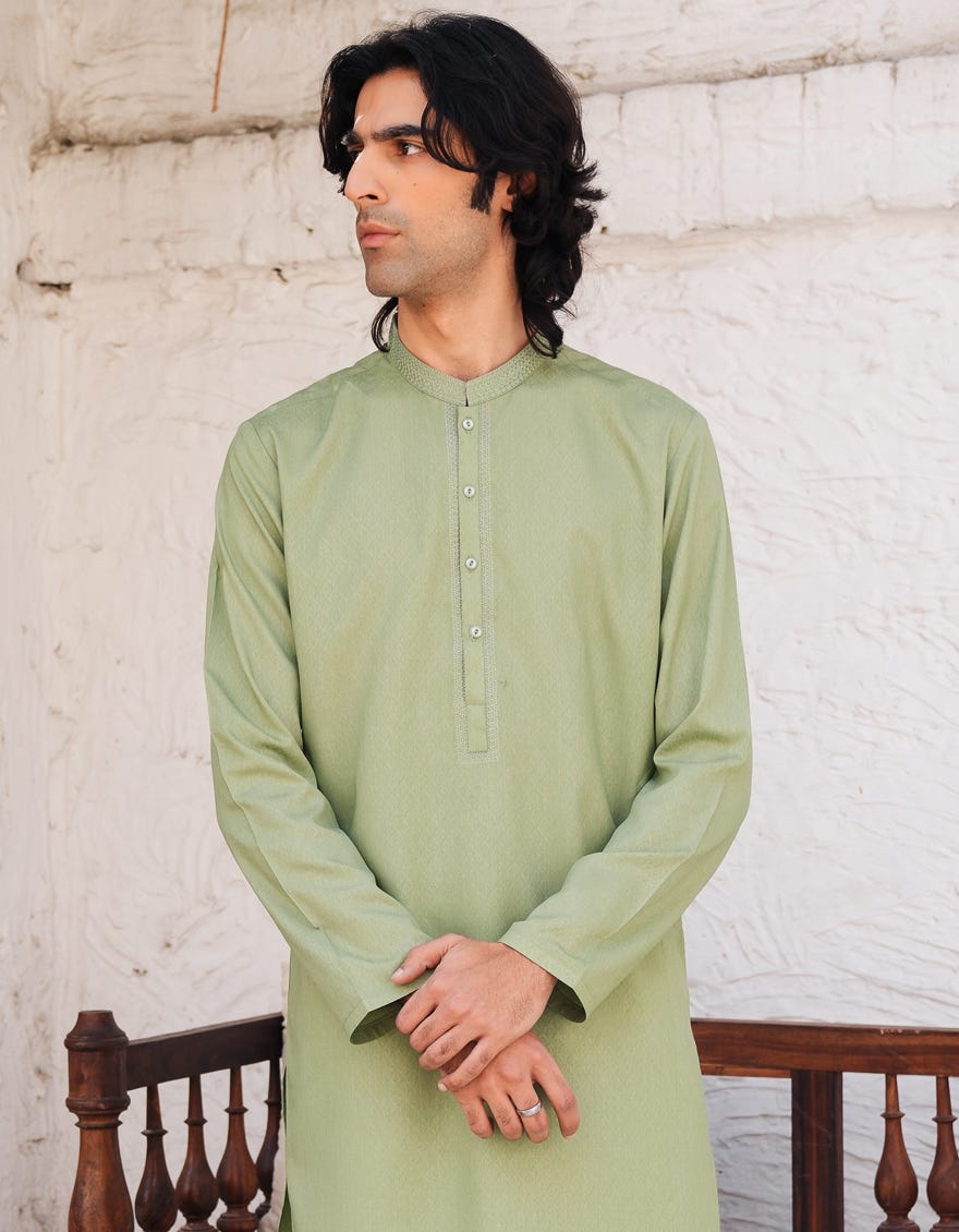 GREEN BLENDED SEMI-FORMAL KURTA