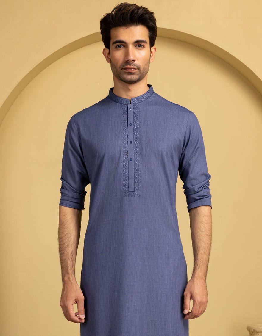 BLUE BLENDED SEMI-FORMAL KURTA