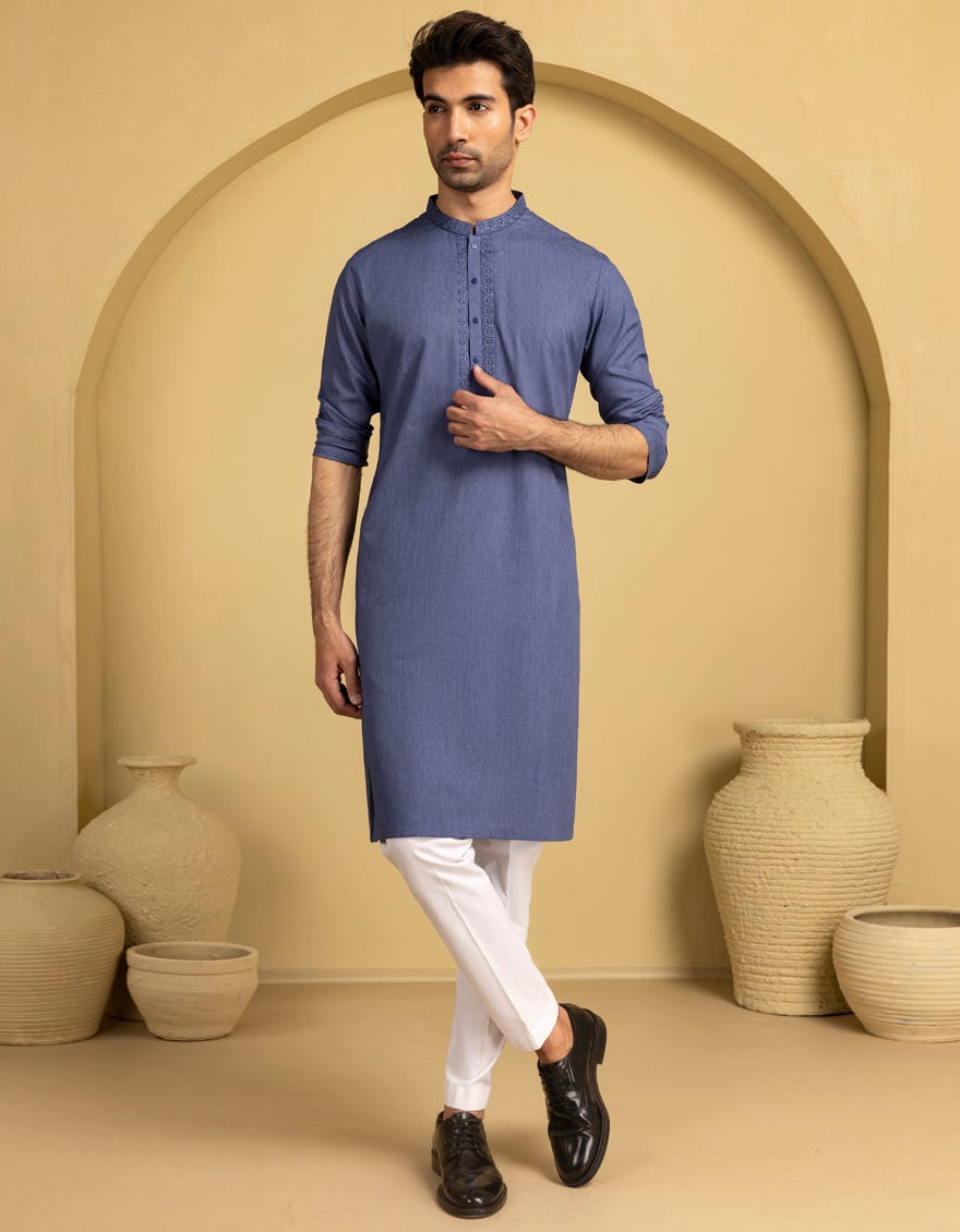 BLUE BLENDED SEMI-FORMAL KURTA