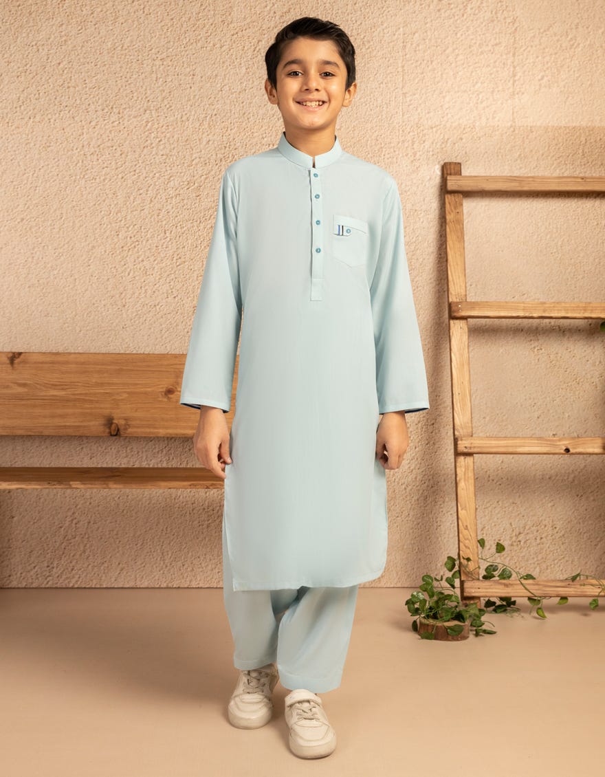 SKY BLUE BLENDED CASUAL KAMEEZ SHALWAR